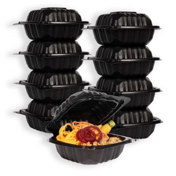MULMEHË MFPP Plastic Hinged Take Out Containers, 6x6x3
